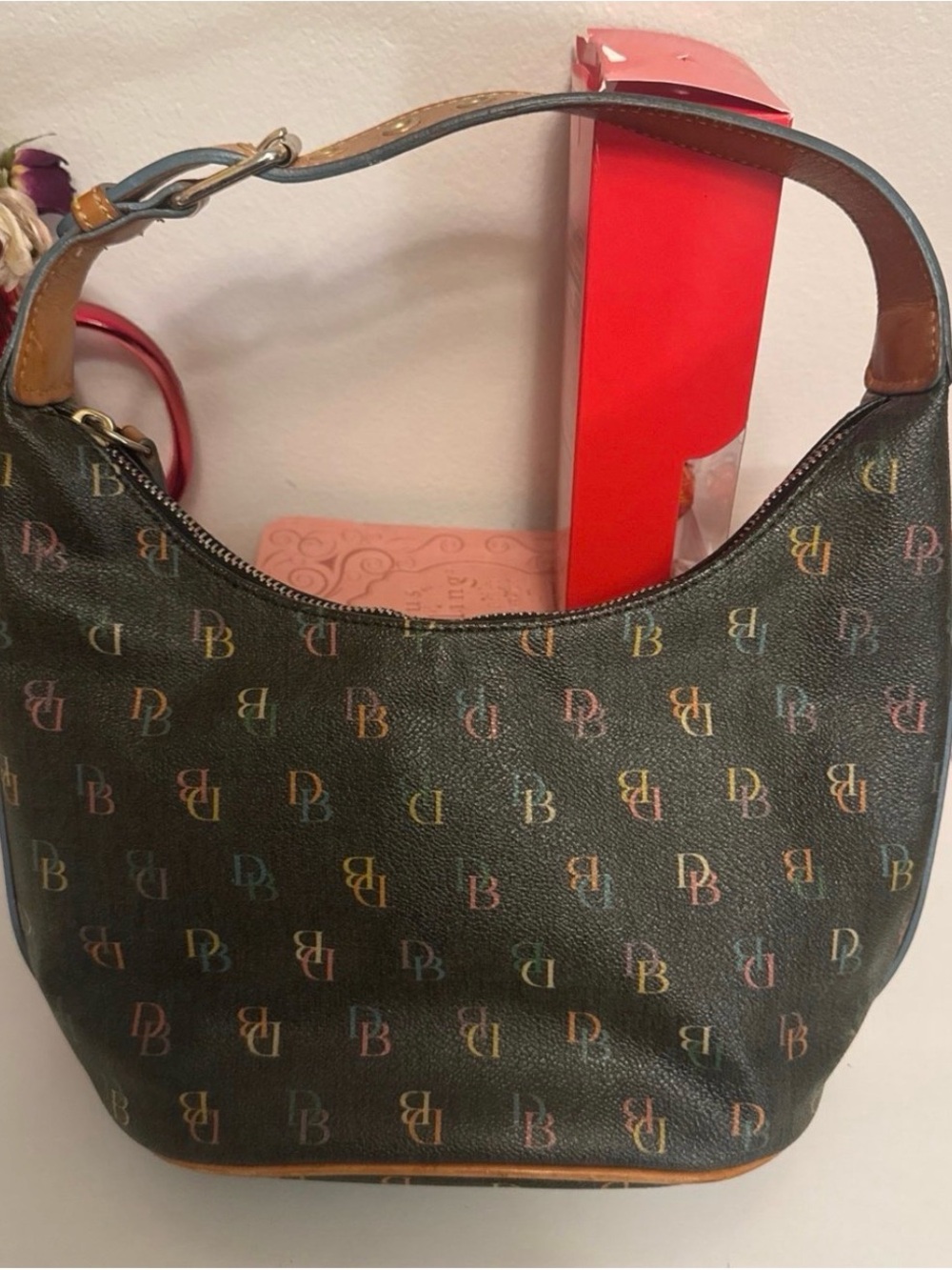 Dooney & Bourke Black Multicolor Logo Shoulder Bag